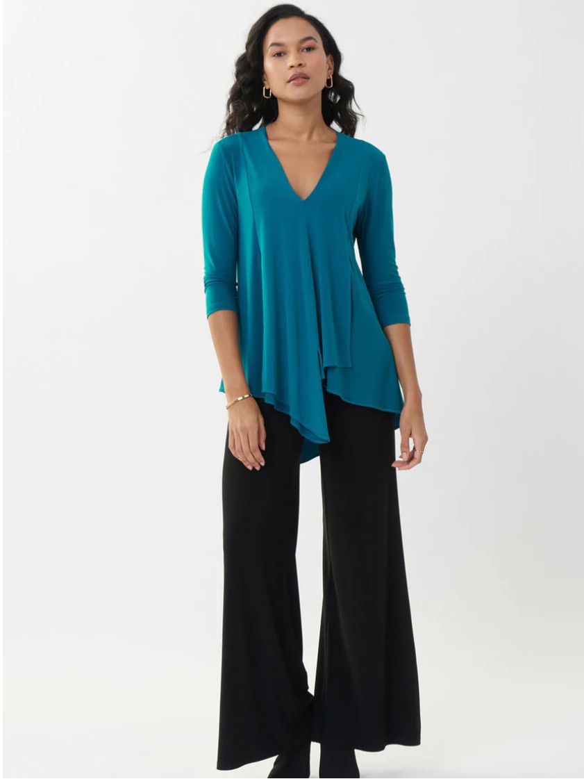 Nwot Joseph Ribkoff Blue Lagoon Asymmetric Tunic Top Size 8 V-Neck Layered Hem